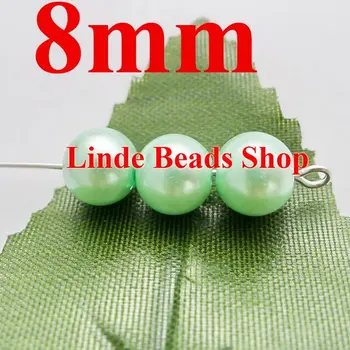 

500pcs/lot 8mm glass pearl beads christmas ornament loose round beads for jewelry, decoration, Light Azore colour GP08004
