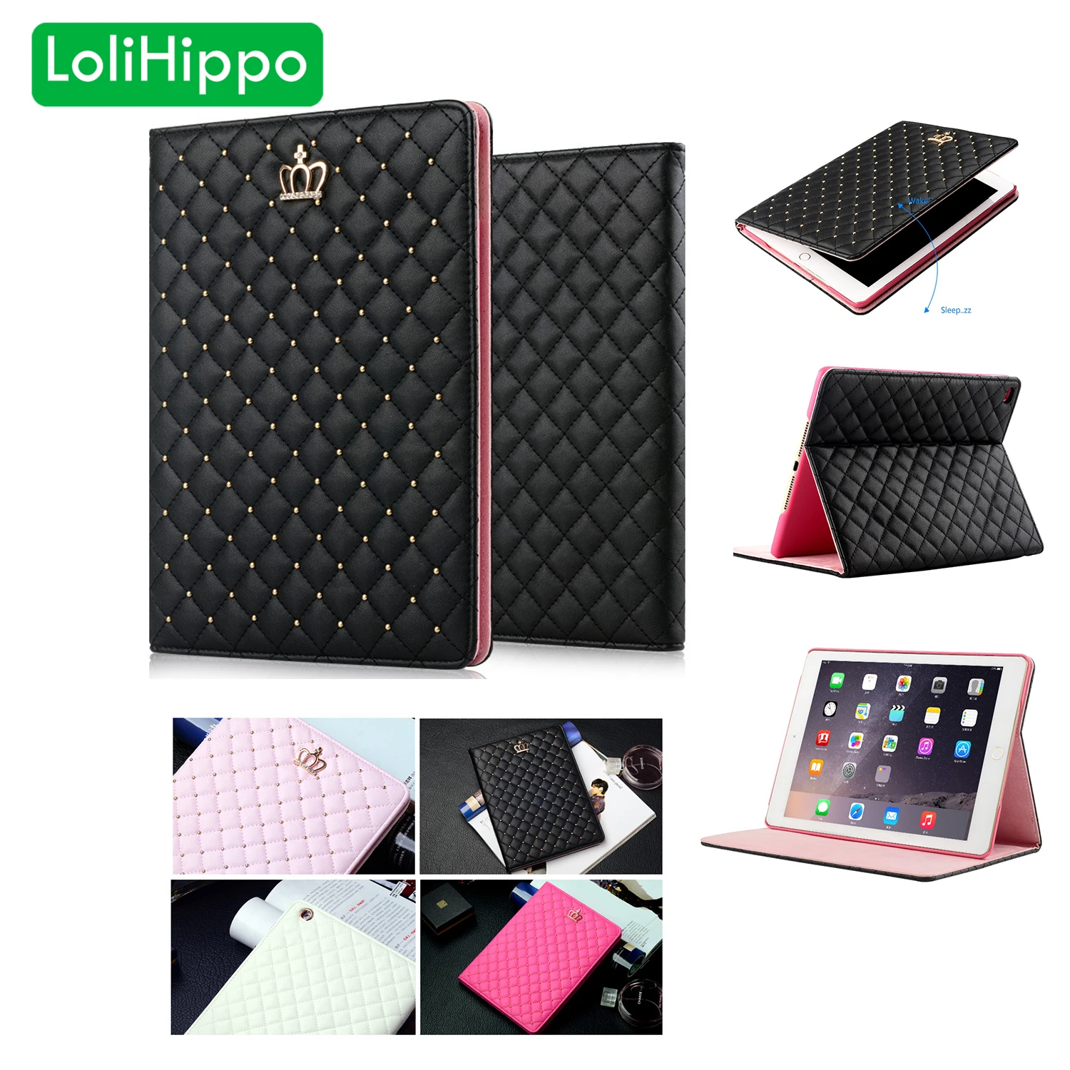 Складной чехол-книжка LoliHippo с блестящей короной для Apple iPad Pro 9 7 &quot10 5 дюймов A1701 A1674