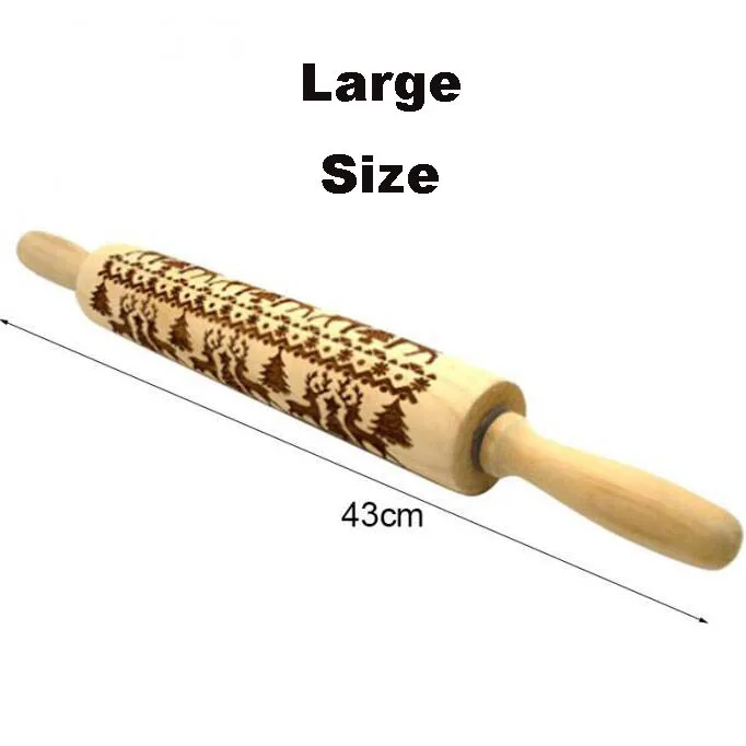 2 размера 35 см 43 см Рождество тиснение Скалка выпечки печенье, фондан, пирог тесто выгравированы ролик олень; Снежинка - Цвет: 43cm Reindeer