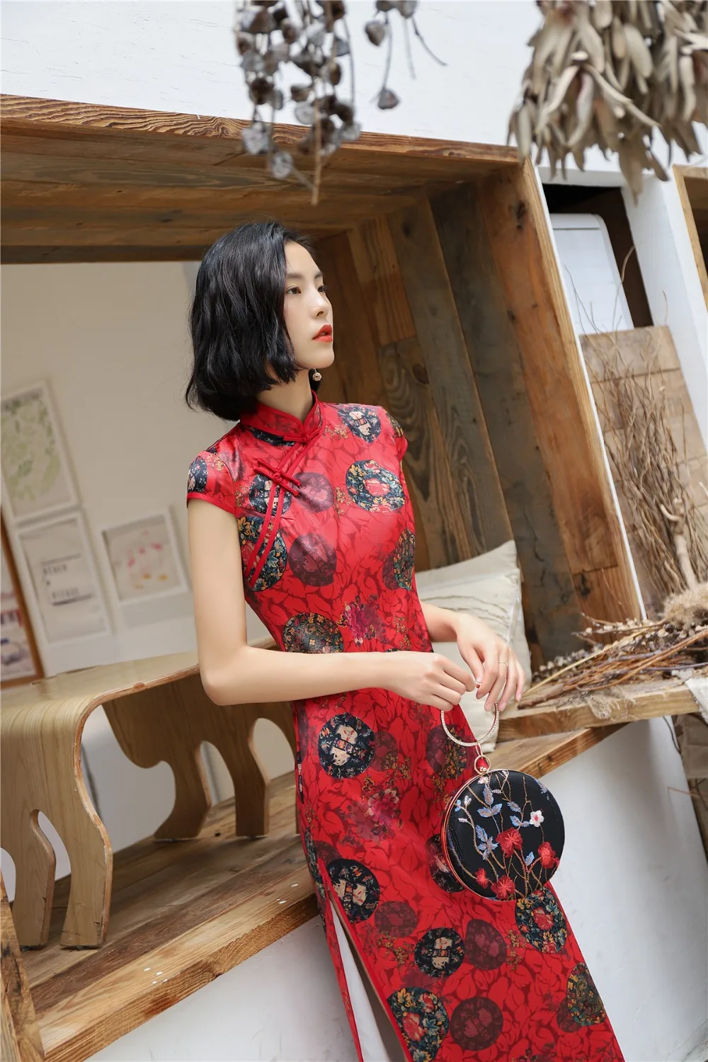 Шанхай история длинное китайское традиционное платье цветочный Чонсам Qipao Восточный стиль платье 2 цвета