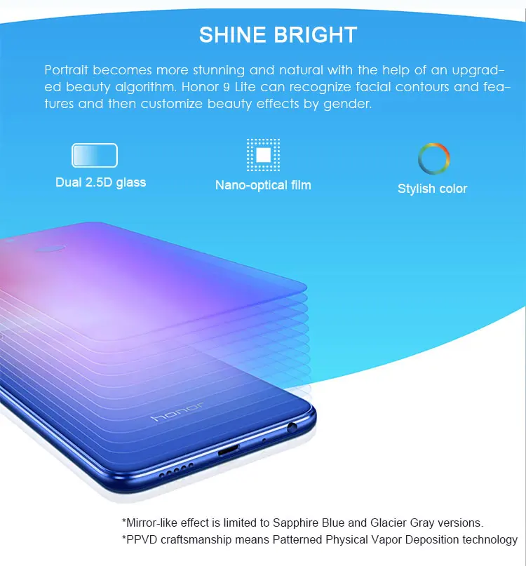 HUAWEI HONOR 9 LITE 3GB RAM 32GB ROM Hisilicon Kirin 659 2.36GHz Octa Core 5.65 Inch FHD+ Full Screen Quad Camera Android 8.0 4G LTE Smartphone