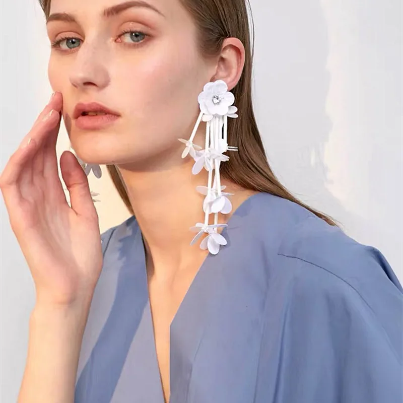 Ручная работа, 5 цветов, серьги-гвоздики с цветами из блесток для женщин, модное ювелирное изделие, богемные коллекционные серьги, аксессуары