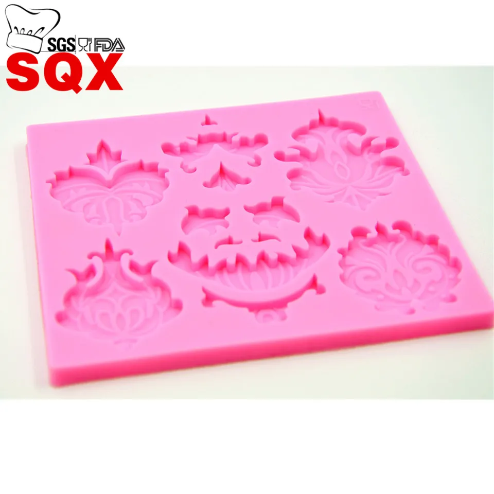 Continental relief Lace Shaped Silicone Mold Chocolate Jelly Pudding Mold Bakery Mold Cupcake SQ1582