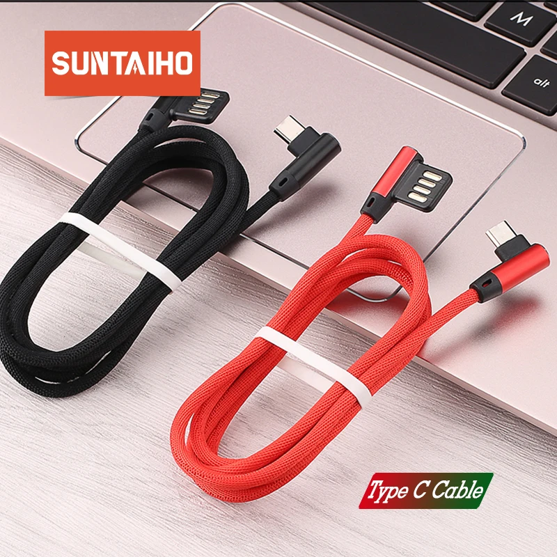 Suntaiho usb type-C кабель для Xiao mi 9 mi 9 redmi note 7 pro 90 штекер 90 градусов USB C кабель быстрой зарядки для samsung S9 p20 lite