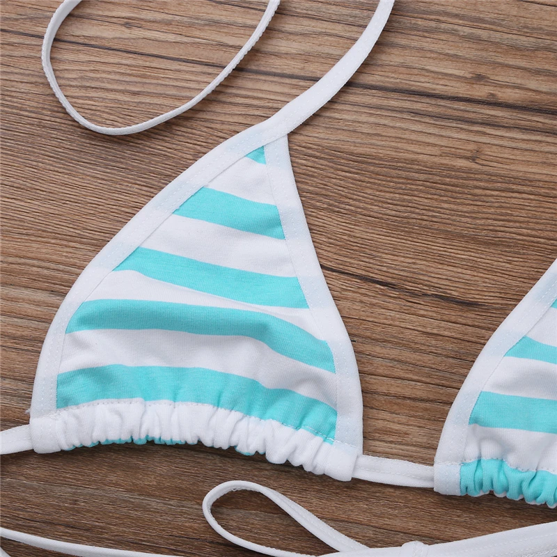 Cute Kawaii Japanese Anime Style Stripe Lingerie Bra Set String Tie Cosplay Lolita Underwear Bikini Bra and Panty Set Panties matching bra and panties