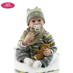 Npk Настоящее ручной реалистичные Reborn силиконовые куклы для маленьких мальчиков 55 см Реалистичного Reborn Menino bonecas Bebe жив новорожденных