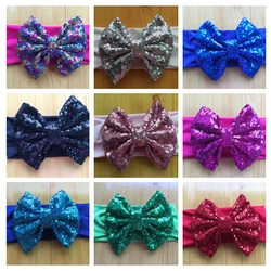 

20pcs/lot Free Ship  5.5'' Messy Bow Baby Head wraps, 3'' Width Jersey Knit Headwraps,Solid Cotton Headband, Hair Accessory