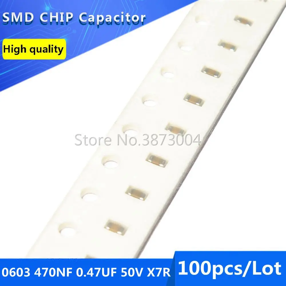 

100 шт 0603 470NF 0,47 мкФ 50В X7R 10% SMD чип конденсатор
