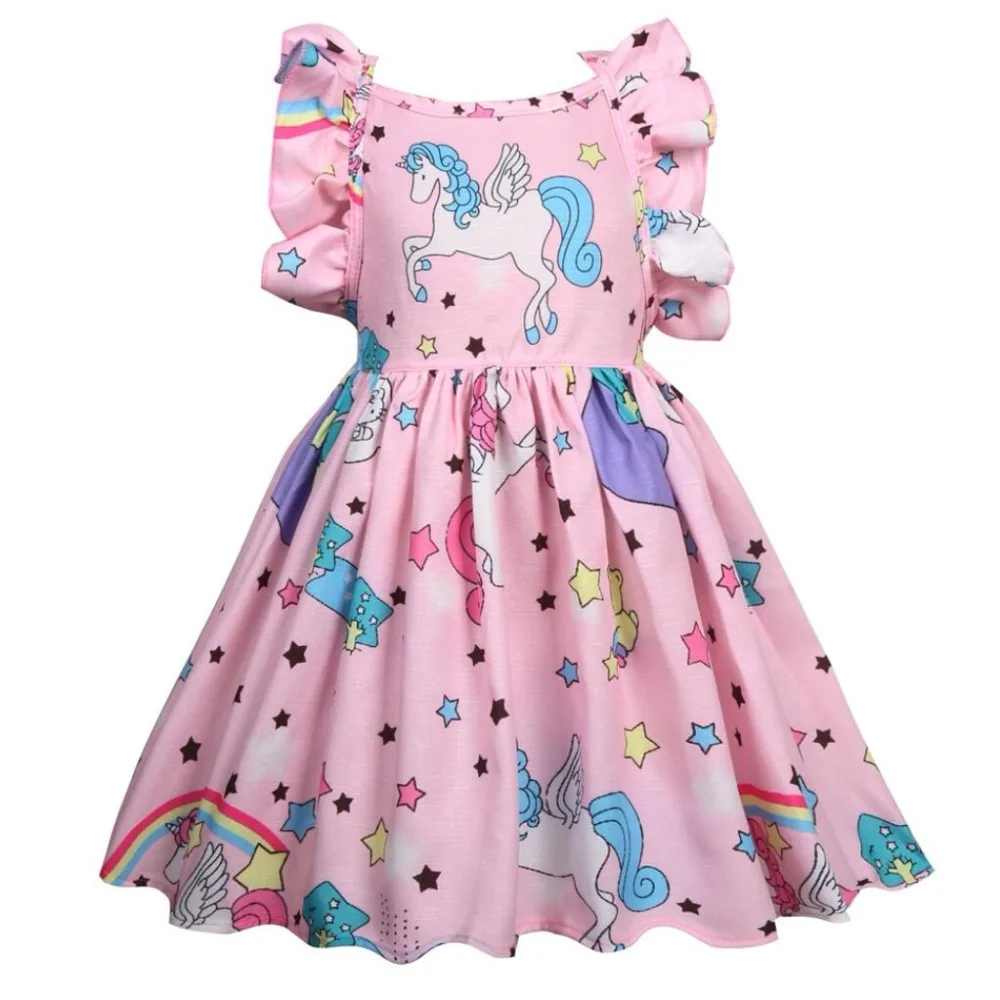 

Brand Cute Baby Girls Dress Unicorn Costume for Children Party Dresses flamingo Clothes kids Princess Dress unicornio vestido