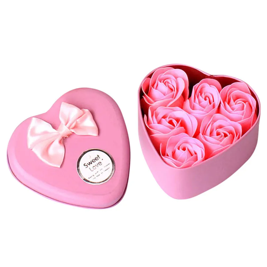 Новинка 6 шт сердце ароматизированное мыло для ванны Лепестки розы Свадебные украшения с подарочной коробкой#0211 - Цвет: 2