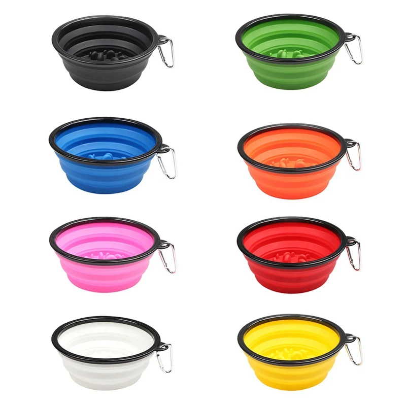 Portable Puppy Dog Bowl Pet Collapsible Slow Feeding Bowl with Hook Environment-friendly Pet Water Feeder Supplies New