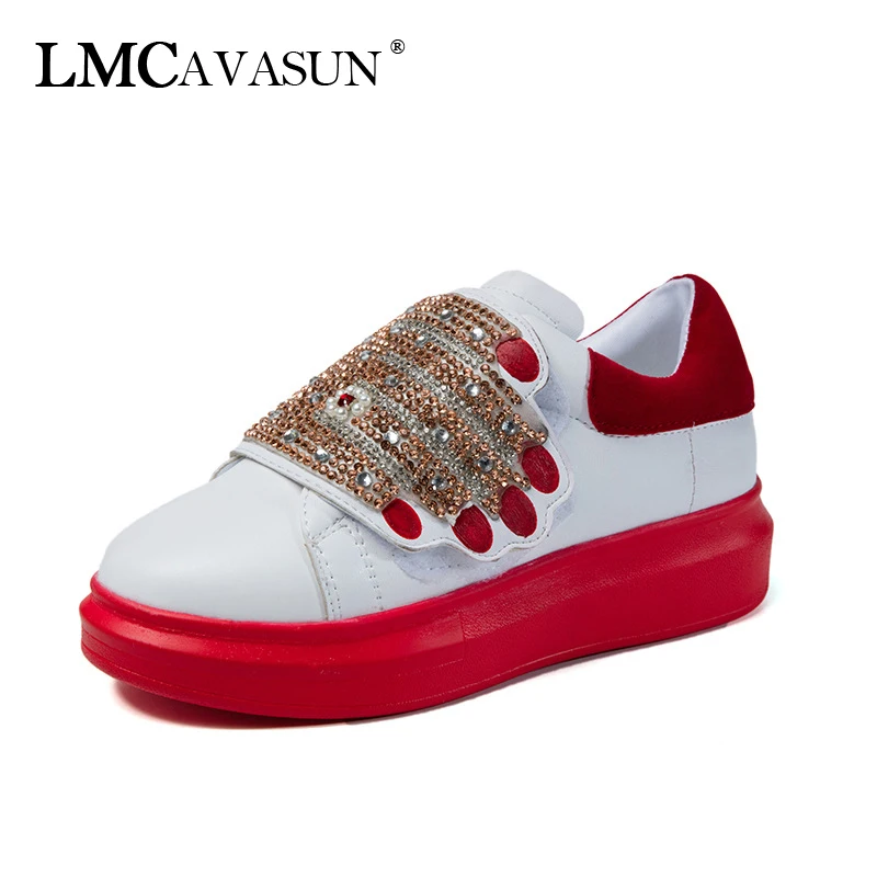 

LMCAVASUN 35-41 Platform Shoe Brand Sneaker Rhinestone Lady chaussure Breathable Autumn Female Casual footware Crystal