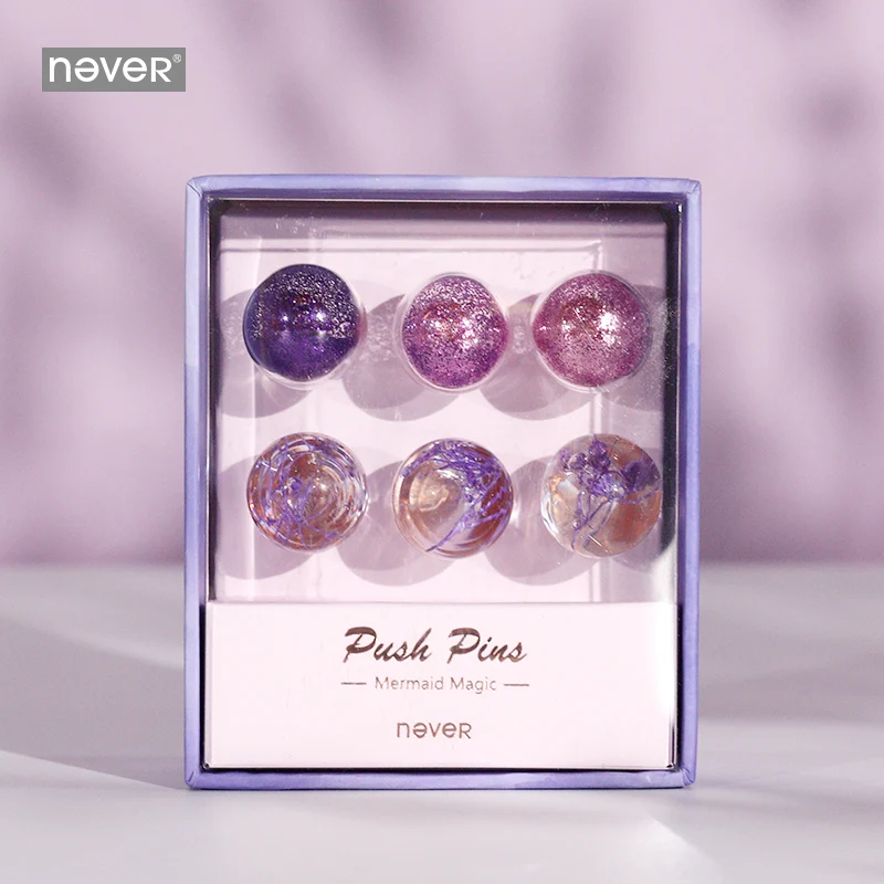 

Never Mermaid Glass Thumbtack Creative Push Pins Cork Board Colored Transparent Pushpin Office Wall Pins Decorative Stationery
