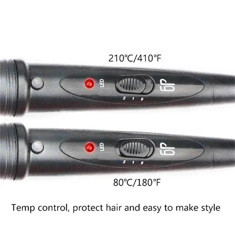 

6 in 1 Interchangeable Hair Curler Set Electric Professional Curling Iron Wand Barrel Tourmaline Ceramic Dual Voltage