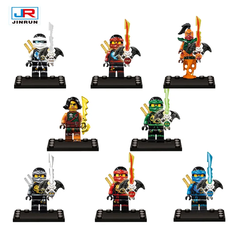 3 Style 8Pcs lot Ninjagoes With Weapon Compatible font b Building b font Blocks Ninja Jay