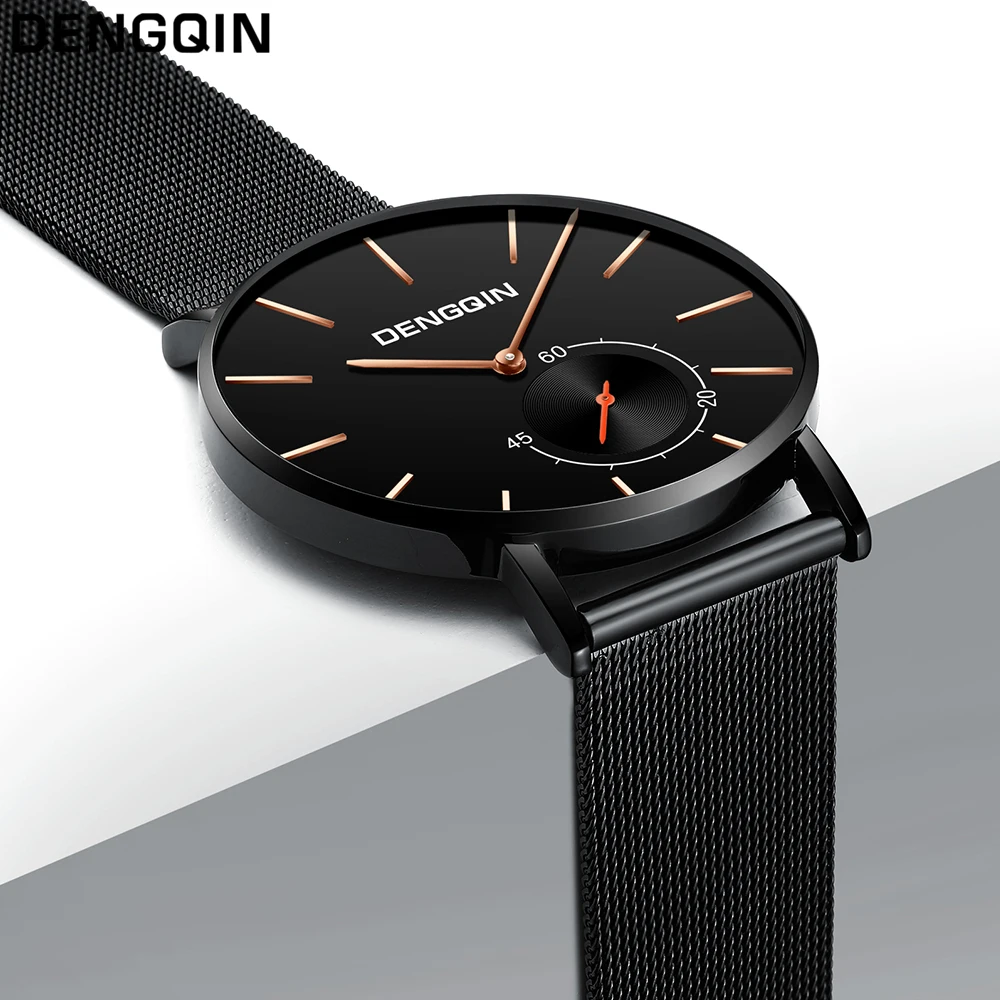 

Watches Men 8 MM Ultra-thin Luxury Brand Stainless Steel DWNGQIN Watches Men's Watch Retro Quartz Relogio Masculion Male Colok