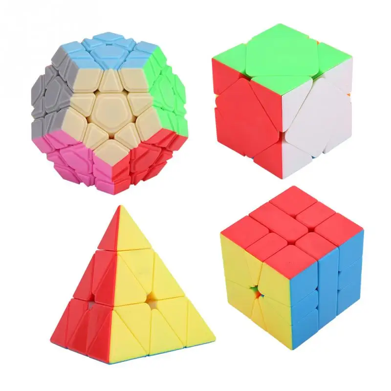 

4Pcs funny Cube Toys Megaminx Magic Cube Fast Smooth Twisting Speed Cube Kids baby Educational Toys Set Children Kids Gifts