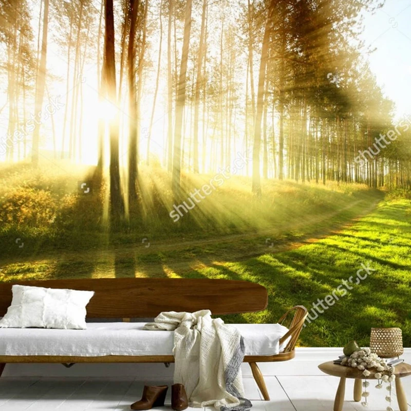 Пользовательские природные пейзажи обои, солнечный лес, фото росписи для гостиной спальни Ресторан фоне стены обои