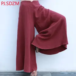 2 шт./лот уникальный дизайн женские повседневные хлопковые льняные широкие брюки китайский национальный стиль длинные брюки однотонные