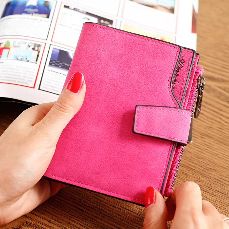 

New Women Wallet Cute Small Short Wallets PU Leather Female Purses Card Holder Wallet Brand Zipper & Hasp Ladies Clutch Wallets