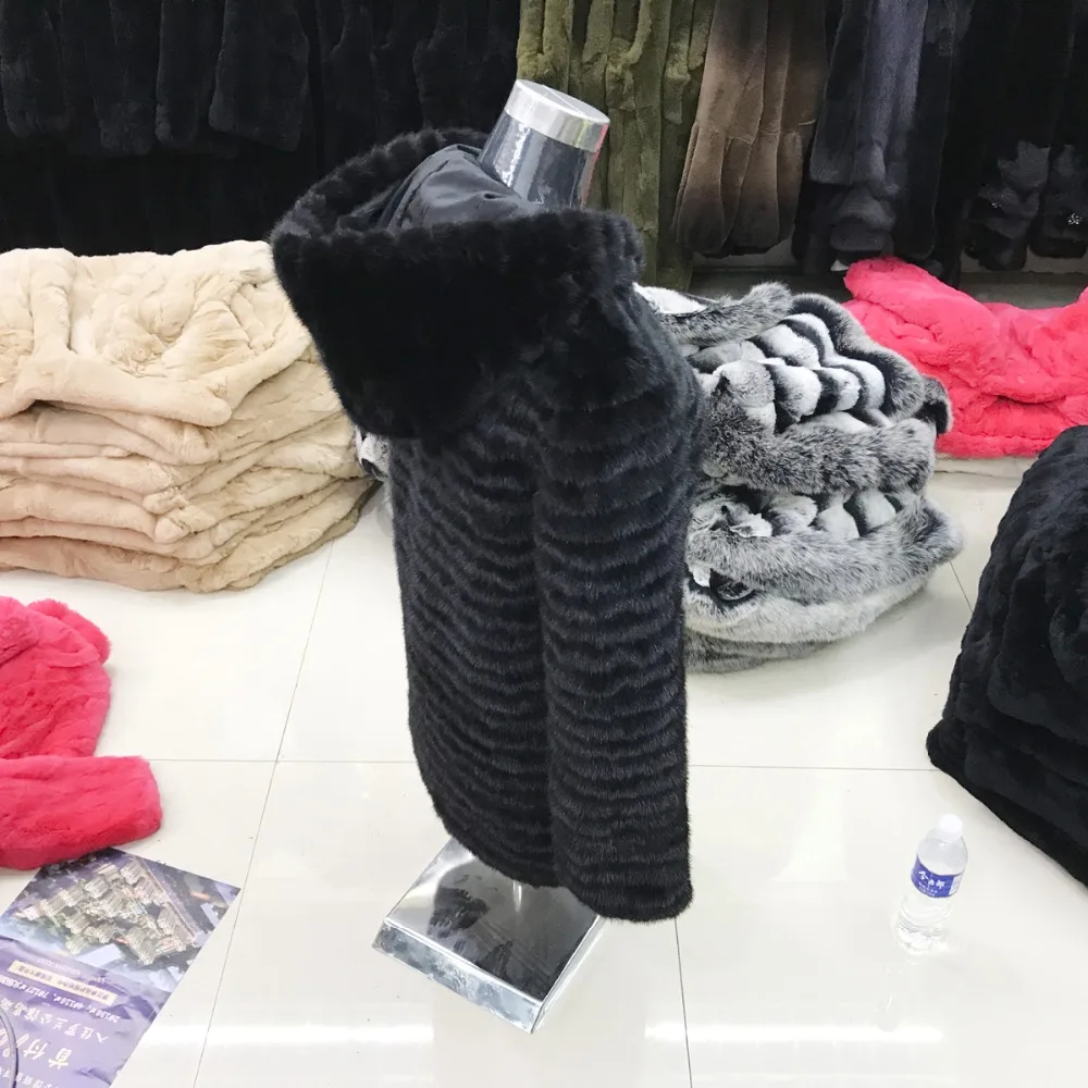 Top real mink fur coat 2019 genuine mink fur hooded coat women winter real mink fur overcoat lady 100% natural real mink fur jacket 2