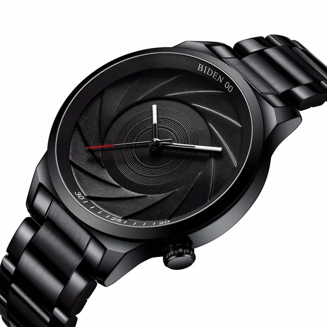 

BIDEN Brand Waterproof Stainless Steel Men's Watches Photographer Series Unique Camera Luxury Fashion Casual Quartz Watch Blue