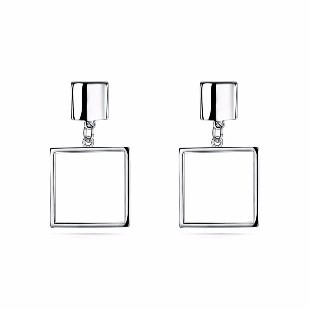

Popular new style modern geometric style square earrings to prevent allergy 925 sterling silver jewelry ladies accessories