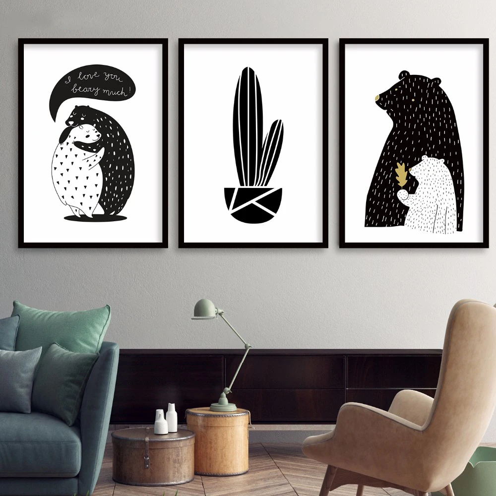 Cartoon-Bear-love-shadow-alone-Quote-Canvas-Art-Print-Painting-Poster-A4-A3-Wall-Pictures-For (2)