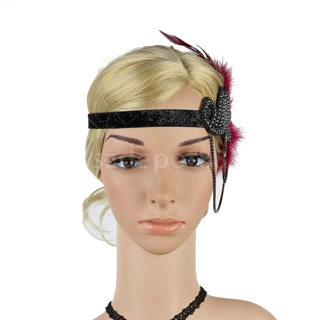 Vintage 1920s Feather Headband Wedding Bridal Headpiece Flapper Fancy Dress