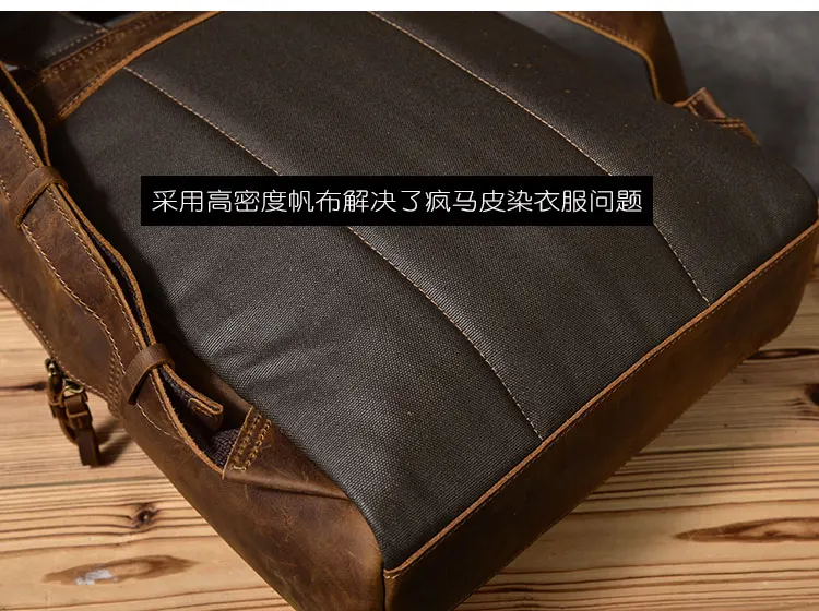Для Мужчин's Crazy Horse кожаный рюкзак Винтаж Ветер Натуральная кожа Сумка Для мужчин 14 дюймов ноутбук сумки