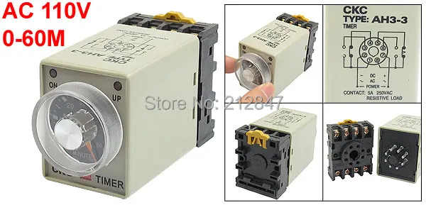Base uxcell® AH3-3 AC 110V 0-10 Seconds 8P Terminals Delay Timer Time Relay 