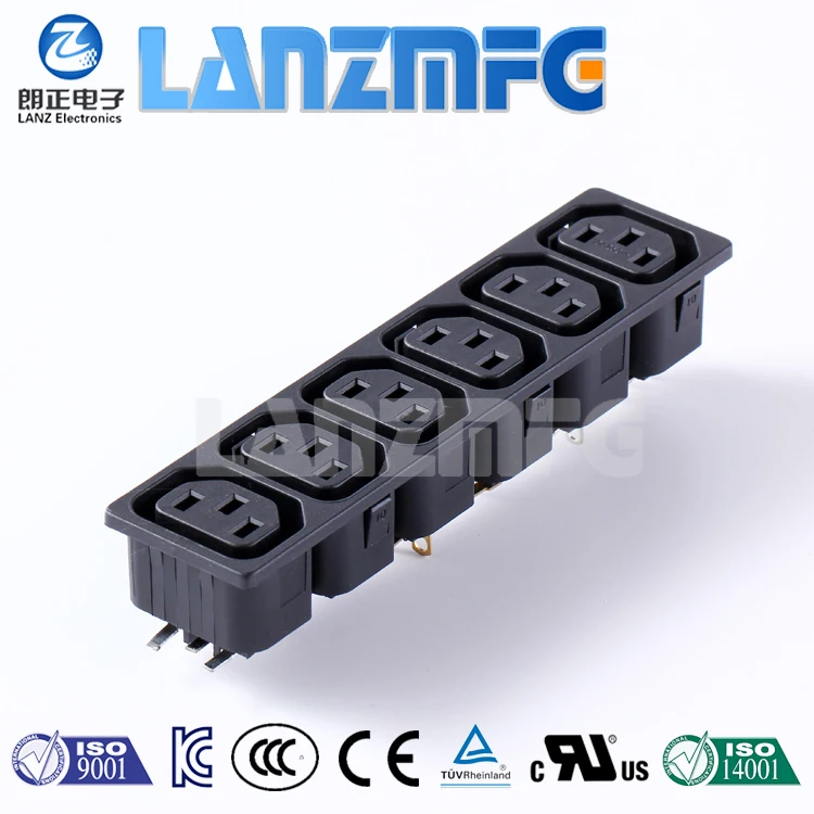 (10 шт./лот) LZ-14-6L IEC 320 C13 Мощность AC оснастки гнездо-в монтажа припой вкладки для ИБП PDU ac разъем