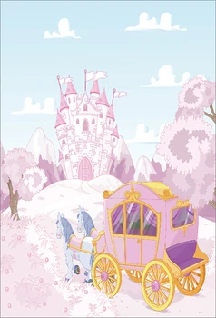 

Laeacco Fairy Tale Flower Castle Carriage Children Photography Backgrounds Customized Photographic Backdrops For Photo Studio