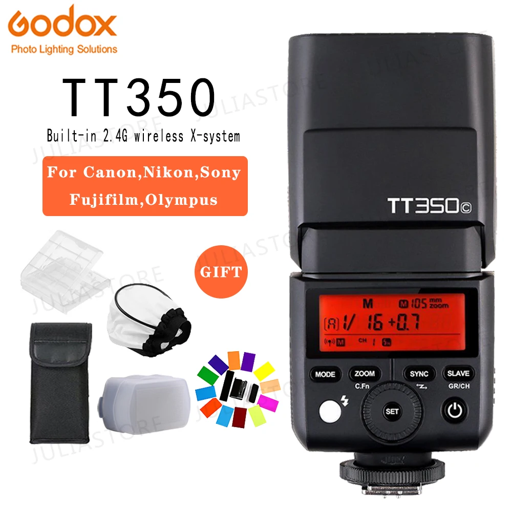 Godox TT350C TT350S TT350N TT350O TT350F TT350P Мини Портативная Вспышка ttl HSS Speedlite для sony Nikon Canon Olympus Fuji Pentax