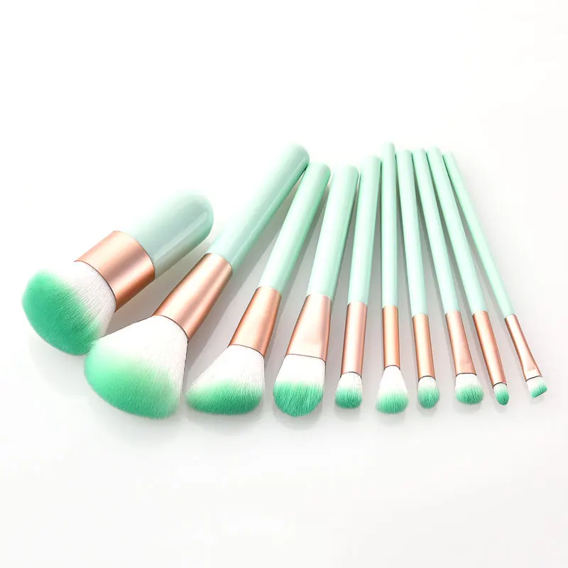 Mecolor المهنية ماكياج فرشاة مجموعة 10 قطع الخشب مقبض النايلون أدوات ماكياج التجميل فرشاة مجموعة كيت سوبر لطيفة الجمال ضروري