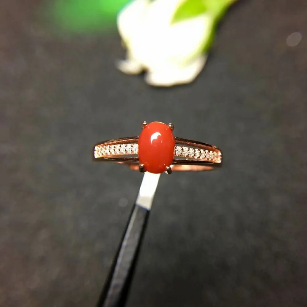 

shilovem 925 sterling silver Natural red coral stud rings fine Jewelry women trendy open party 2018 new gift xkj050701agsh