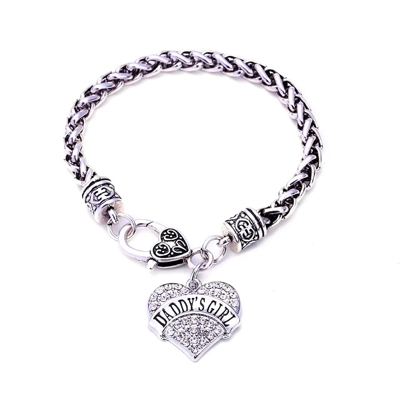 family member Four Color Crystal Rhodium Plated Heart DADDY'S GIRL