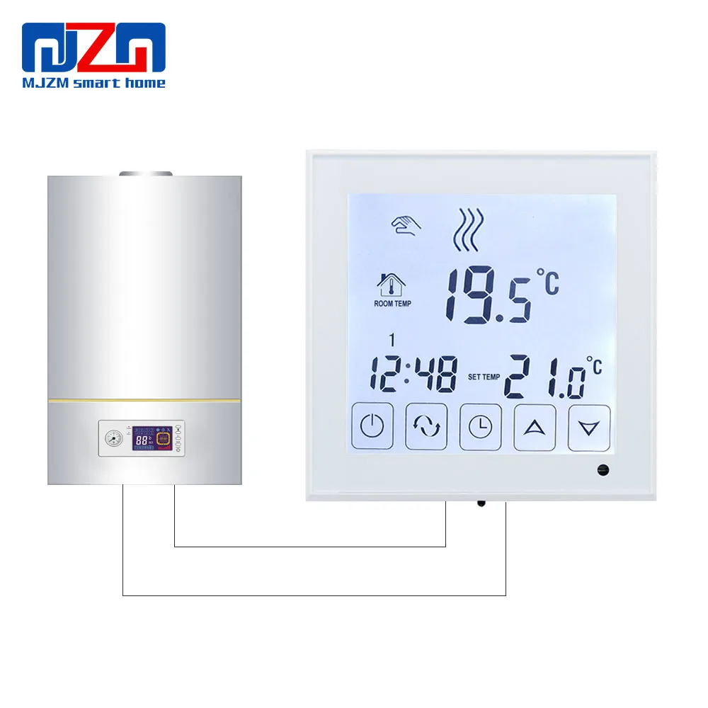 

MJZM BGL03-1 Digital Thermostat for Gas Boiler Heating Temperature Controller Touch Screen Battery Power Wall Mounted Thermostat