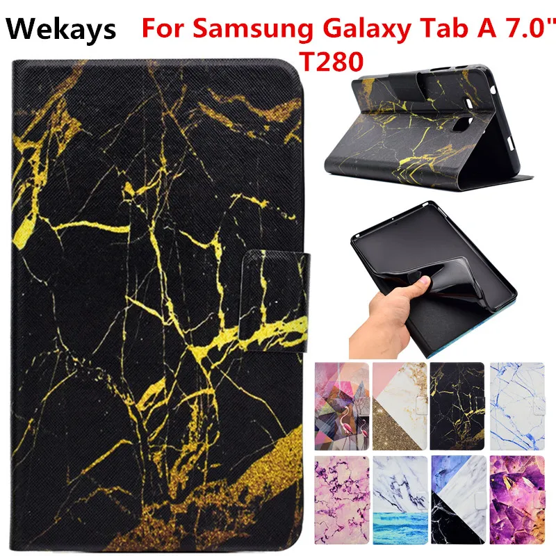 Чехол Wekays для Galaxy Tab A 2016 7 0 T280 кожаный Smart Funda чехол Samsung A6 T285 планшета | Компьютеры и