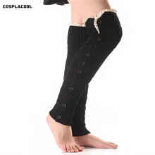 [COSPLACOOL] 1 пара, кружевные теплые гетры, носки для девочек, Женские Вязаные кружевные гетры с пуговицами, Meias, сапоги, манжеты, гетры, Calcetines Mujer