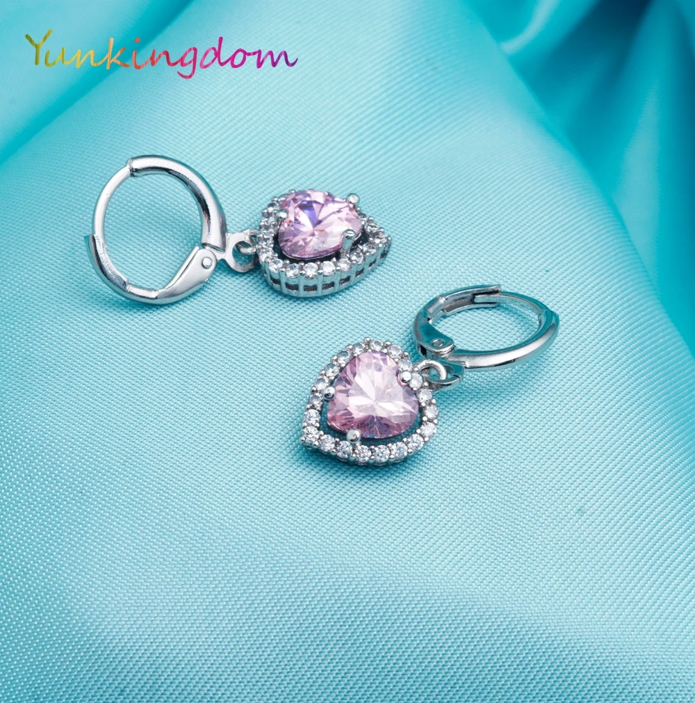 Yunkingdom милые розовые маленькие Висячие серьги для женщин сердце модные ювелирные
