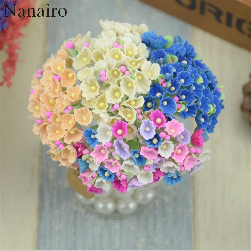 8pcs/40heads 1cm Mini Paper Rose Flowers Bouquet Wedding Decoration