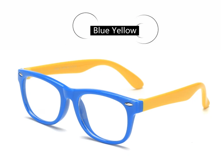 Здоровые силиконовые детские прозрачные очки для девочек и мальчиков, очки с гибкой оправой, оправа для детских очков, оптические очки для детей - Цвет оправы: blue yellow