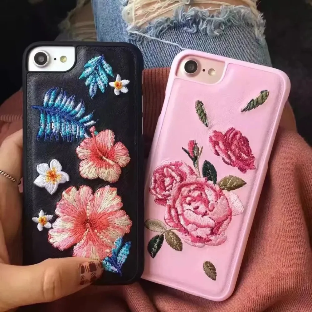 Luxury Handmade Embroidery Phone Case Cover For iPhone 6 6s Plus 7 8