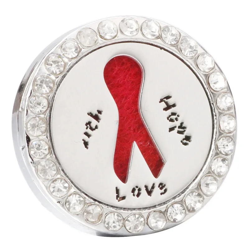 

New Aromatherapy Cancer Ribbon 18mm Snap Buttons Perfume Locket Magnetic Essential Oil Diffuser Snap Bracelet Jewelry ZA953