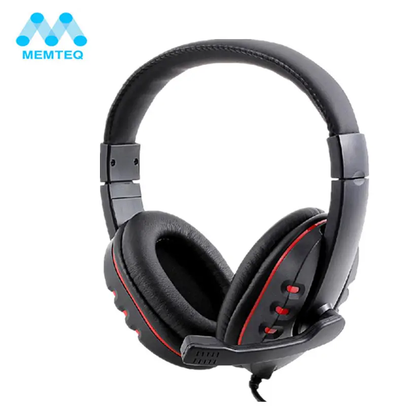 

MEMTEQ Headset Gamer Gaming Headset USB 2.0 Leather Computer Headphones with Microphone 2m for PS3 Playstation3 Laptop PC Black