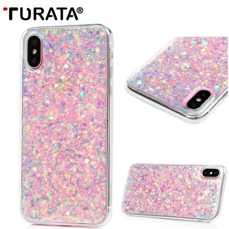Роскошный чехол с жидким песком для iPhone X сверкающие пайетки Блеск порошок