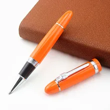 Горячая красивый оранжевый лакированный с серебряной отделкой 0,7 мм шариковая ручка ролика на продвижение Jinhao 159