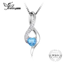 Jewelrypalace 0.6ct original suiza azul topacio blanco del amor del corazón colgante de plata de ley 925 collar de plata de ley 925 18 pulgadas