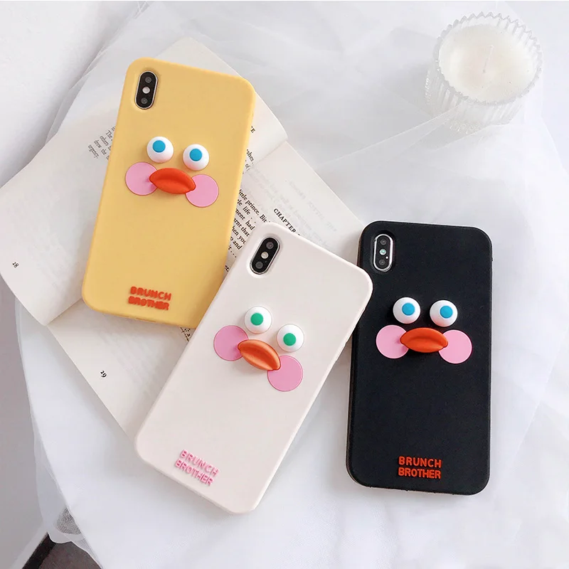 

Cute Cartoon Duck Phone Case For iphone 11 Pro Max XS Max X XR 6 6s 7 8 plus Back Cases Fashion Funny 3D Touch Silcone Soft Capa